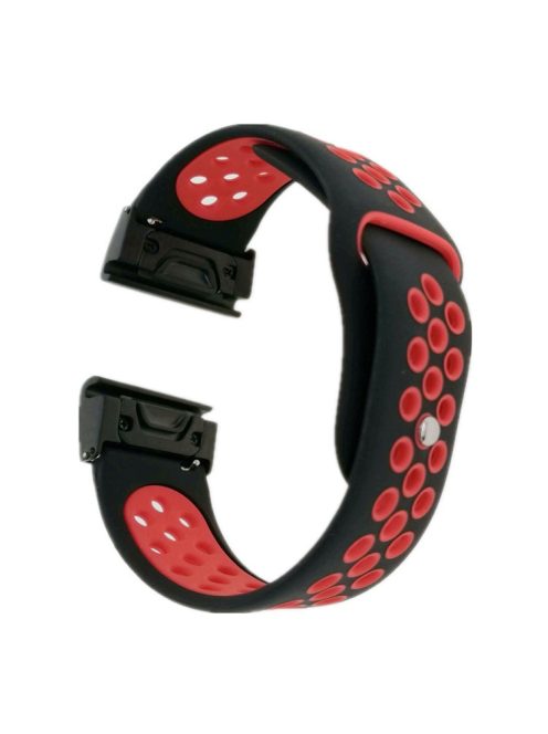 For Garmin Fenix 5/Garmin Forerunner 935 22mm Two-tone Hollow Silicone Watch Strap Wristband Replacement - Black / Red