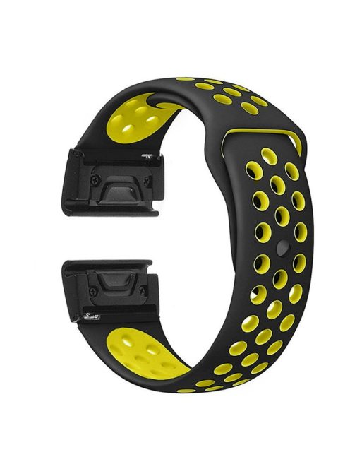 For Garmin Fenix 5/Garmin Forerunner 935 22mm Two-tone Hollow Silicone Watch Strap Wristband Replacement - Black / Yellow