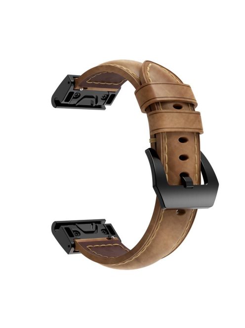 For Garmin Fenix 5S Genuine Leather Watch Strap Crazy Horse Texture Replacement Band - Light Brown