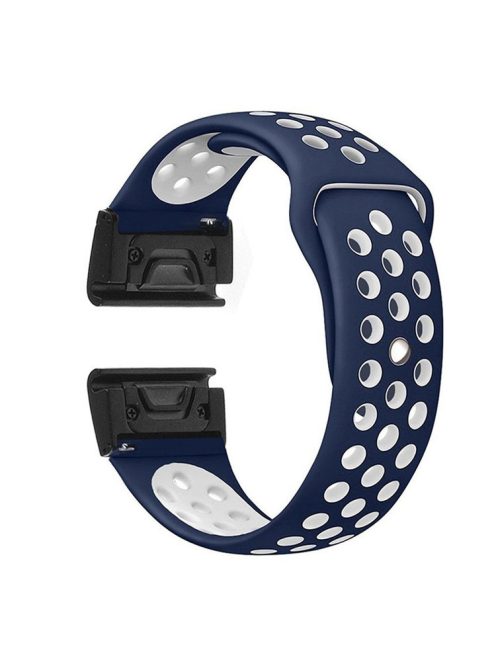 For Garmin Fenix 5X/Fenix 3 Two-color Silicone Wrist Strap Watchband Bracelet - Dark Blue / White