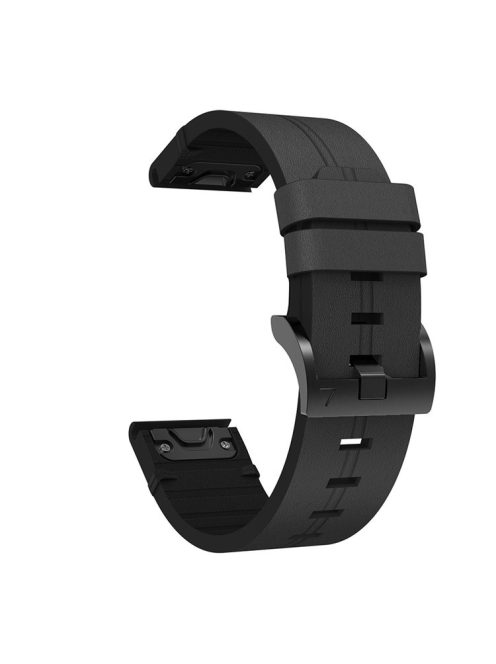 For Garmin Fenix 6 / Amazfit Falcon Leather Smart Watch Band Pin Buckle Wrist Strap Replacement - Black