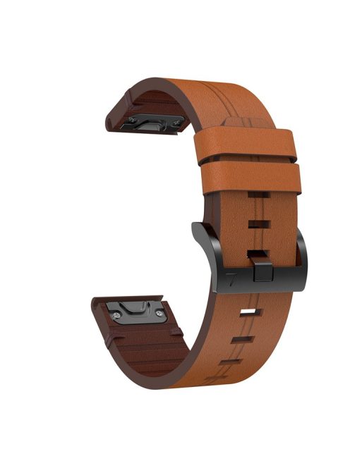 For Garmin Fenix 6 / Amazfit Falcon Leather Smart Watch Band Pin Buckle Wrist Strap Replacement - Brown