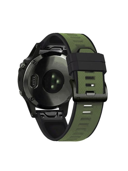 For Garmin Fenix 6 / Fenix 5 / Forerunner 945 / Forerunner 935 / MARQ Dual Color Watch Band 22mm Soft Silicone Replacement Band Strap Accessory - Army Green / Black