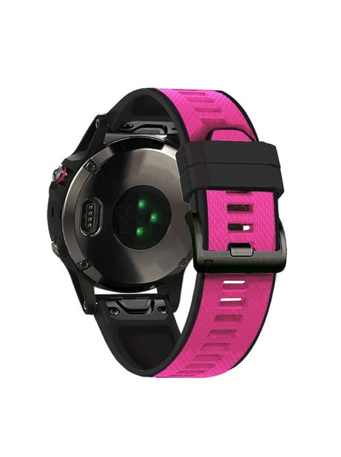 For Garmin Fenix 6 / Fenix 5 / Forerunner 945 / Forerunner 935 / MARQ Dual Color Watch Band 22mm Soft Silicone Replacement Band Strap Accessory - Pink / Black