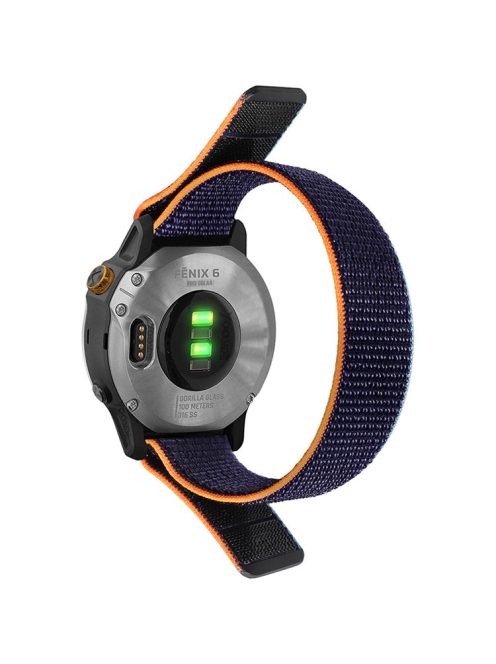 For Garmin Fenix 6/Samsung Galaxy Watch 3 45mm/Watch 46mm Adjutable Nylon Loop Fastener Smart Watch Band Replacement Strap 22mm - Navy Blue