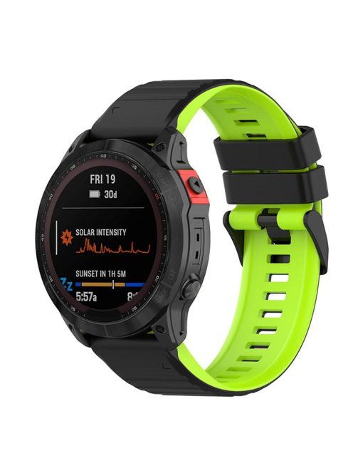 For Garmin Fenix 7 / 6 / 5 / Amazfit Falcon Silicone Watch Band 22mm Dual Color Adjustable Smart Watch Strap Replacement - Black / Lime