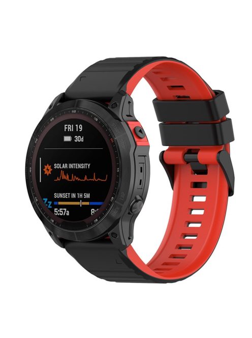 For Garmin Fenix 7 / 6 / 5 / Amazfit Falcon Silicone Watch Band 22mm Dual Color Adjustable Smart Watch Strap Replacement - Black / Red