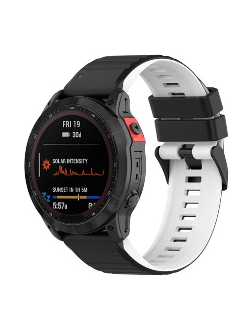 For Garmin Fenix 7 / 6 / 5 / Amazfit Falcon Silicone Watch Band 22mm Dual Color Adjustable Smart Watch Strap Replacement - Black / White