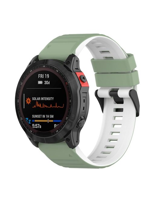 For Garmin Fenix 7 / 6 / 5 / Amazfit Falcon Silicone Watch Band 22mm Dual Color Adjustable Smart Watch Strap Replacement - Pine Needle Green / White