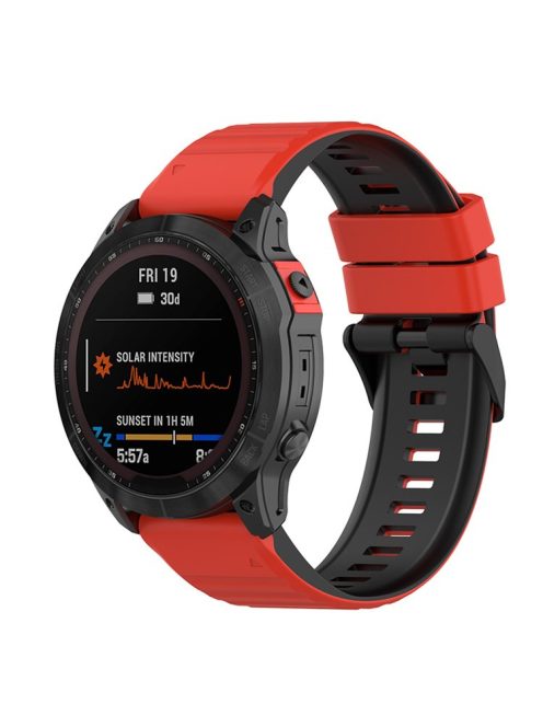 For Garmin Fenix 7 / 6 / 5 / Amazfit Falcon Silicone Watch Band 22mm Dual Color Adjustable Smart Watch Strap Replacement - Red / Black