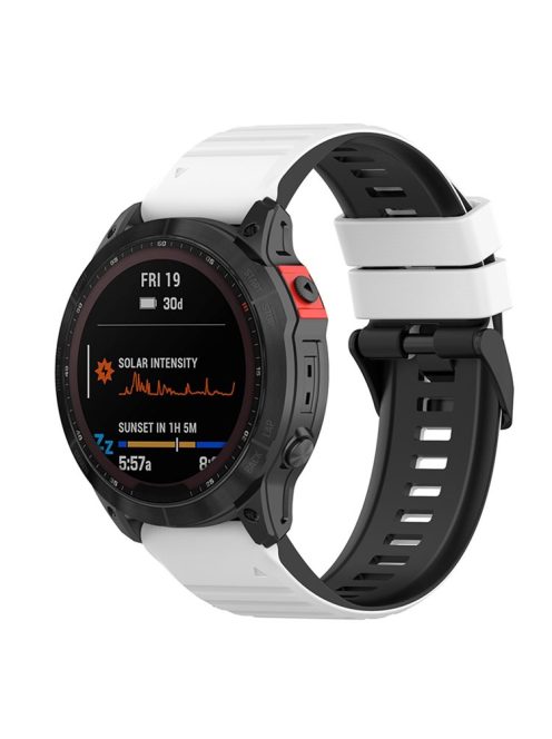 For Garmin Fenix 7 / 6 / 5 / Amazfit Falcon Silicone Watch Band 22mm Dual Color Adjustable Smart Watch Strap Replacement - White / Black