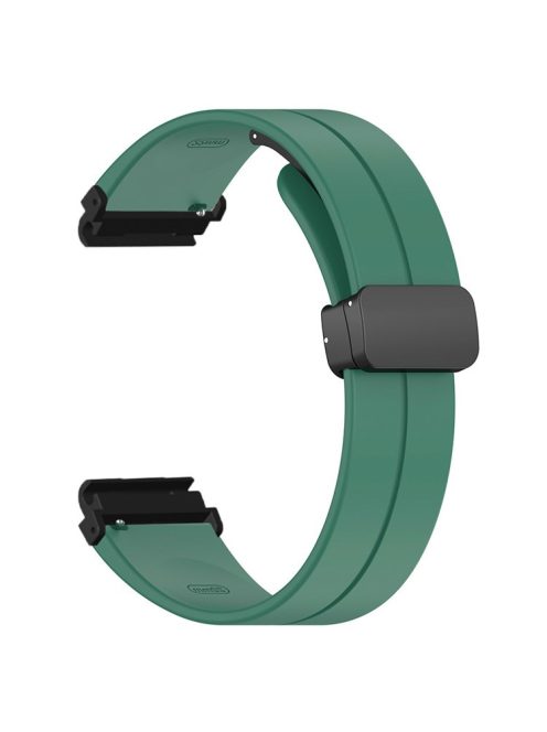 For Garmin Fenix 7 / 6 / 5 / Huami Amazfit Falcon Silicone Watch Band Magnetic Buckle Strap with 22mm PC Connector - Army Green