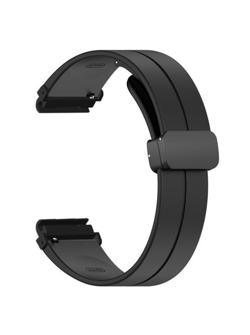 For Garmin Fenix 7 / 6 / 5 / Huami Amazfit Falcon Silicone Watch Band Magnetic Buckle Strap with 22mm PC Connector - Black