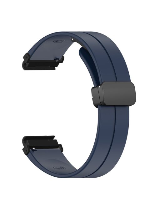 For Garmin Fenix 7 / 6 / 5 / Huami Amazfit Falcon Silicone Watch Band Magnetic Buckle Strap with 22mm PC Connector - Midnight Blue