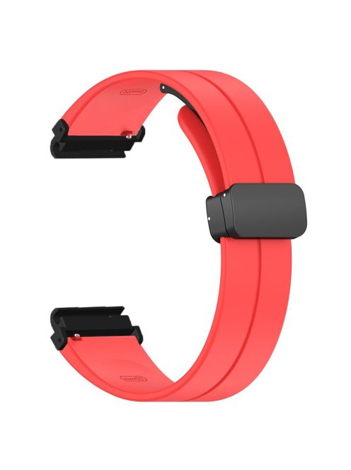 For Garmin Fenix 7 / 6 / 5 / Huami Amazfit Falcon Silicone Watch Band Magnetic Buckle Strap with 22mm PC Connector - Red