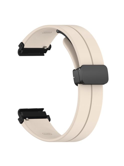 For Garmin Fenix 7 / 6 / 5 / Huami Amazfit Falcon Silicone Watch Band Magnetic Buckle Strap with 22mm PC Connector - Retro White