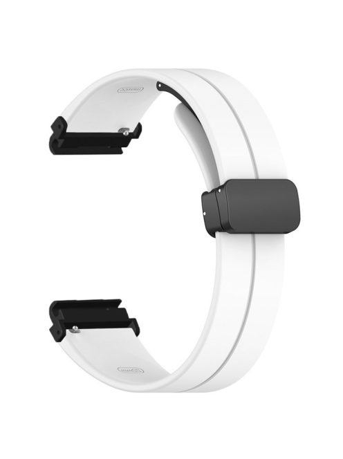 For Garmin Fenix 7 / 6 / 5 / Huami Amazfit Falcon Silicone Watch Band Magnetic Buckle Strap with 22mm PC Connector - White