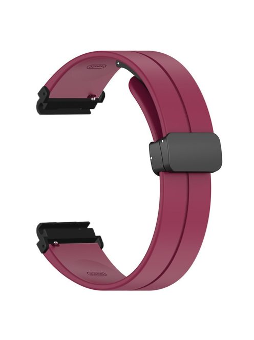 For Garmin Fenix 7 / 6 / 5 / Huami Amazfit Falcon Silicone Watch Band Magnetic Buckle Strap with 22mm PC Connector - Wine Red