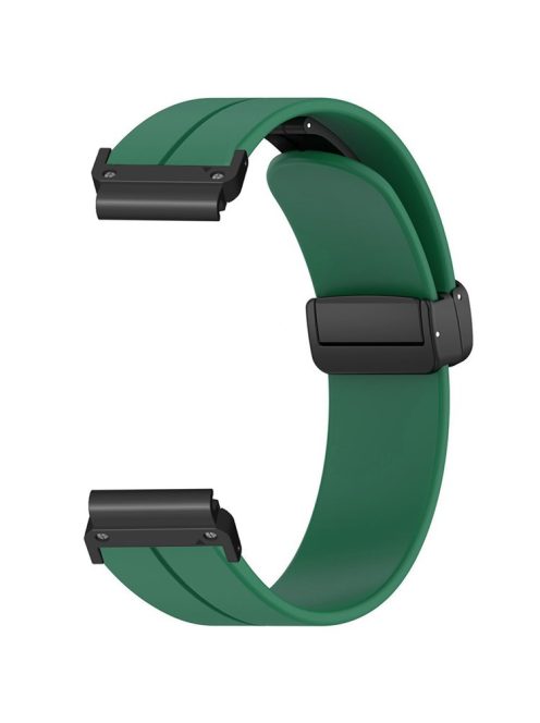 For Garmin Fenix 7 / 6 / 5 22mm Wrist Strap Flexible Silicone Watch Band with Magnetic Buckle - Army Green