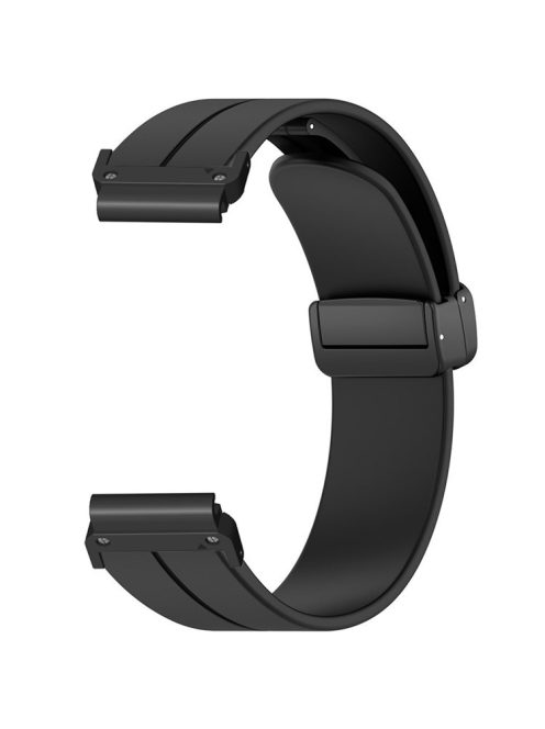 For Garmin Fenix 7 / 6 / 5 22mm Wrist Strap Flexible Silicone Watch Band with Magnetic Buckle - Black