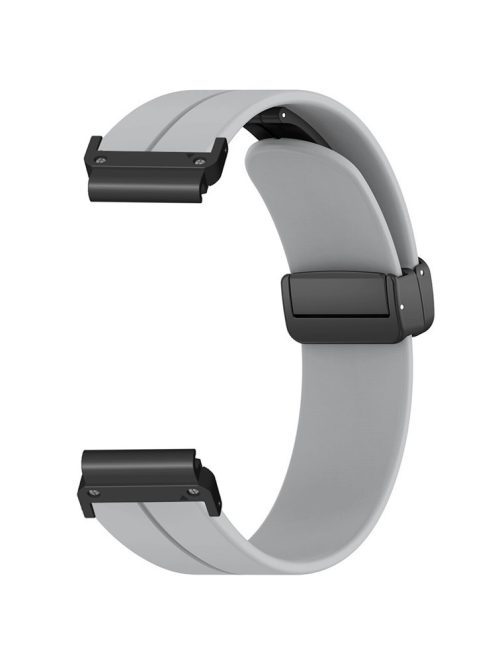 For Garmin Fenix 7 / 6 / 5 22mm Wrist Strap Flexible Silicone Watch Band with Magnetic Buckle - Grey