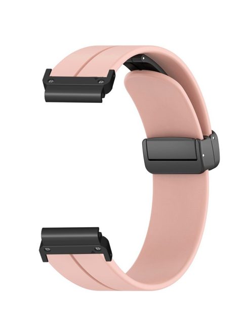 For Garmin Fenix 7 / 6 / 5 22mm Wrist Strap Flexible Silicone Watch Band with Magnetic Buckle - Pink