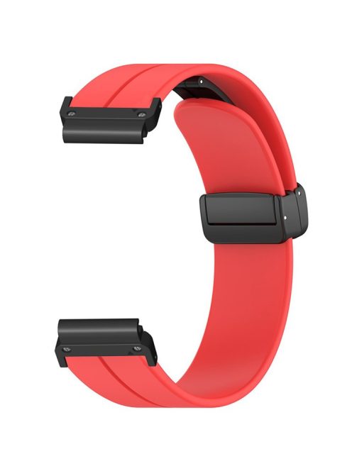 For Garmin Fenix 7 / 6 / 5 22mm Wrist Strap Flexible Silicone Watch Band with Magnetic Buckle - Red