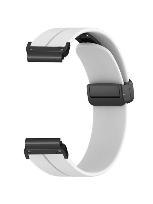 For Garmin Fenix 7 / 6 / 5 22mm Wrist Strap Flexible Silicone Watch Band with Magnetic Buckle - White