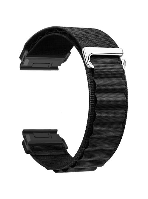 For Garmin Fenix 7 / 7 Pro / 5 Watch Band 22mm Quick Release C Buckle Nylon Watch Strap - Black