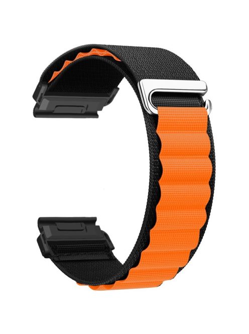 For Garmin Fenix 7 / 7 Pro / 5 Watch Band 22mm Quick Release C Buckle Nylon Watch Strap - Black+Orange