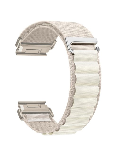 For Garmin Fenix 7 / 7 Pro / 5 Watch Band 22mm Quick Release C Buckle Nylon Watch Strap - Retro White