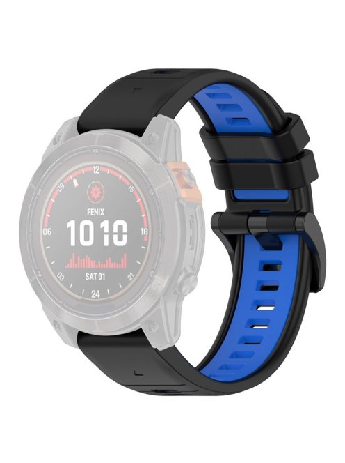 For Garmin Fenix 7 / 7 Pro / 6 / 6 Pro QuickFit 22mm Watch Band Dual Color Silicone Strap - Black+Blue