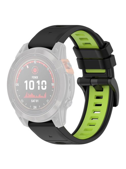 For Garmin Fenix 7 / 7 Pro / 6 / 6 Pro QuickFit 22mm Watch Band Dual Color Silicone Strap - Black+Green