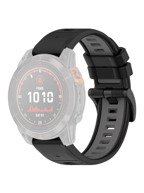 For Garmin Fenix 7 / 7 Pro / 6 / 6 Pro QuickFit 22mm Watch Band Dual Color Silicone Strap - Black+Grey