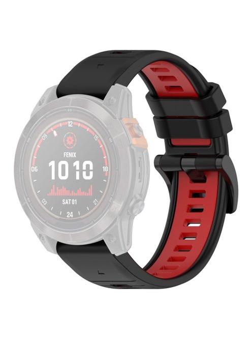 For Garmin Fenix 7 / 7 Pro / 6 / 6 Pro QuickFit 22mm Watch Band Dual Color Silicone Strap - Black+Red