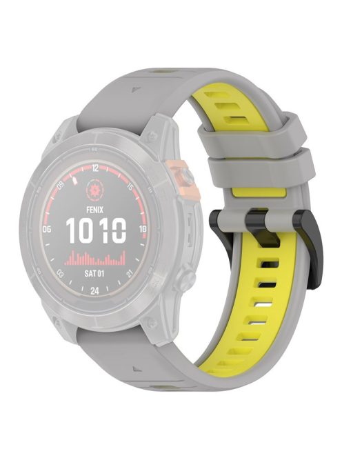 For Garmin Fenix 7 / 7 Pro / 6 / 6 Pro QuickFit 22mm Watch Band Dual Color Silicone Strap - Grey+Yellow