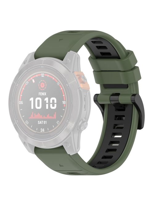 For Garmin Fenix 7 / 7 Pro / 6 / 6 Pro QuickFit 22mm Watch Band Dual Color Silicone Strap - Olive Green+Black