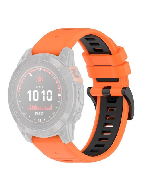 For Garmin Fenix 7 / 7 Pro / 6 / 6 Pro QuickFit 22mm Watch Band Dual Color Silicone Strap - Orange+Black