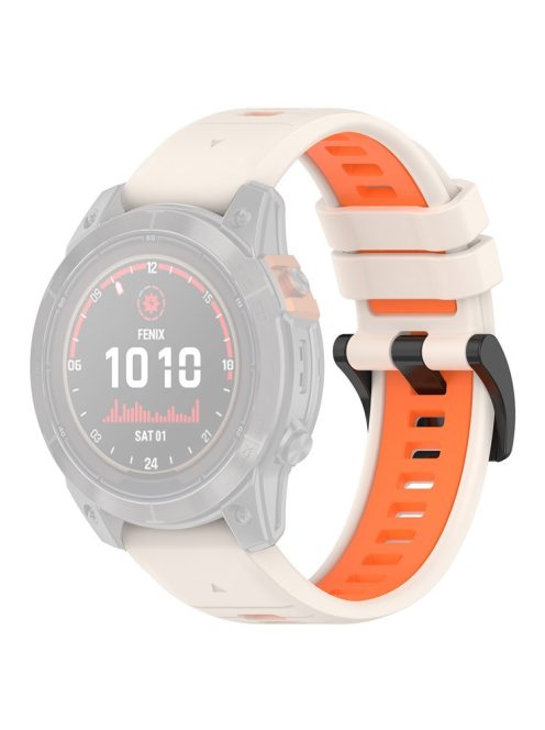 For Garmin Fenix 7 / 7 Pro / 6 / 6 Pro QuickFit 22mm Watch Band Dual Color Silicone Strap - Starlight+Orange