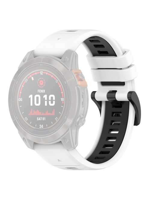 For Garmin Fenix 7 / 7 Pro / 6 / 6 Pro QuickFit 22mm Watch Band Dual Color Silicone Strap - White+Black