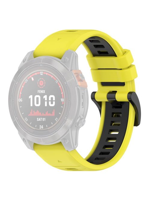 For Garmin Fenix 7 / 7 Pro / 6 / 6 Pro QuickFit 22mm Watch Band Dual Color Silicone Strap - Yellow+Black