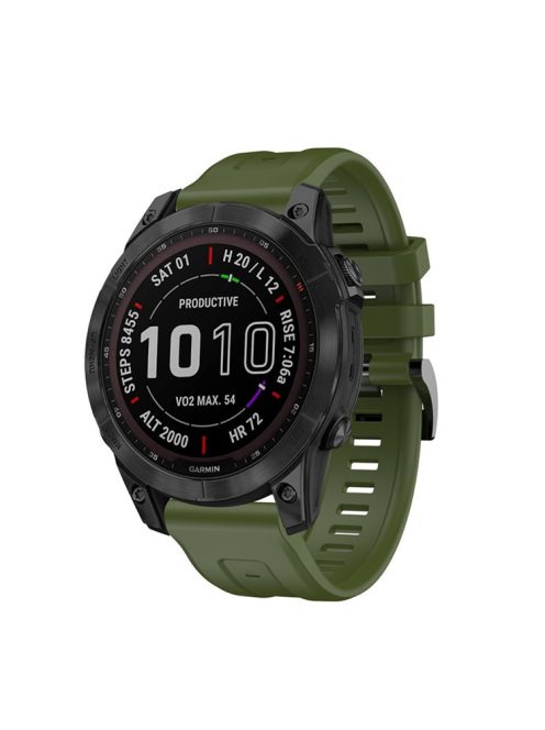 For Garmin Fenix 7 / Fenix 6 Pro / 5 / Amazfit Falcon Flexible Silicone Watch Band Replacement Stylish Wrist Strap with Buckle - Army Green