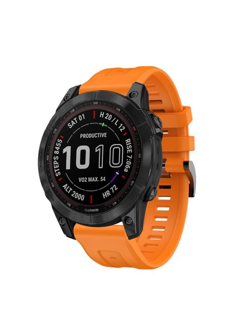 For Garmin Fenix 7 / Fenix 6 Pro / 5 / Amazfit Falcon Flexible Silicone Watch Band Replacement Stylish Wrist Strap with Buckle - Orange