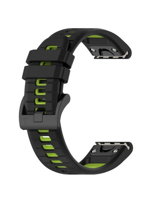 For Garmin Fenix 7 / Fenix 7 Pro Silicone Watch Band 22mm Replacement Straps - Black+Green