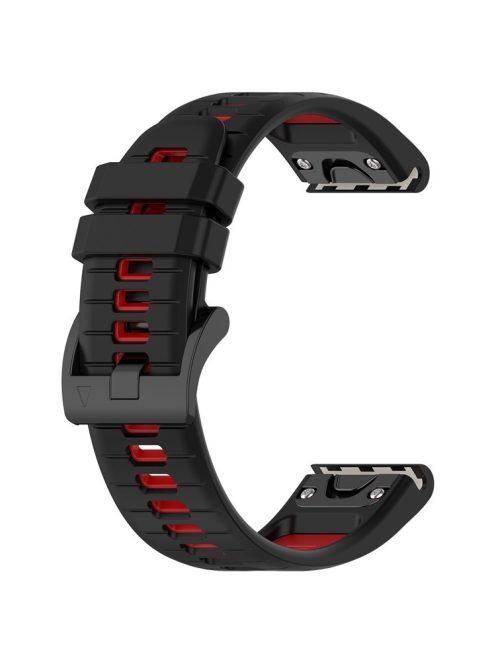 For Garmin Fenix 7 / Fenix 7 Pro Silicone Watch Band 22mm Replacement Straps - Black+Red