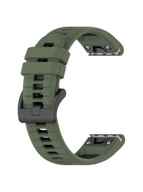 For Garmin Fenix 7 / Fenix 7 Pro Silicone Watch Band 22mm Replacement Straps - Olive Green+Black