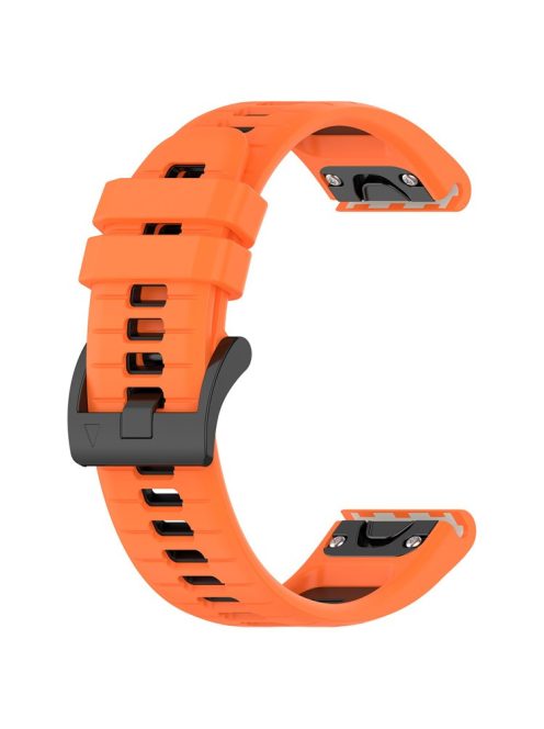 For Garmin Fenix 7 / Fenix 7 Pro Silicone Watch Band 22mm Replacement Straps - Orange+Black