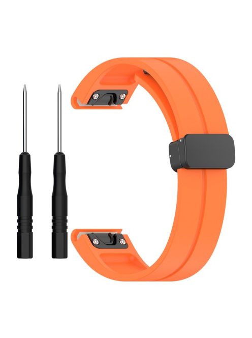 For Garmin Fenix 7 / Forerunner 965 / 955 / 945 / 935 Silicone Band Black Buckle 22mm Watch Strap - Orange