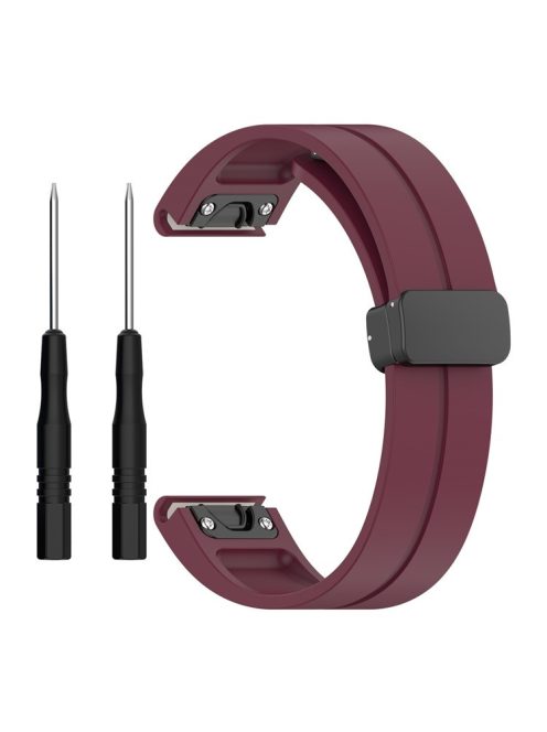 For Garmin Fenix 7 / Forerunner 965 / 955 / 945 / 935 Silicone Band Black Buckle 22mm Watch Strap - Wine Red