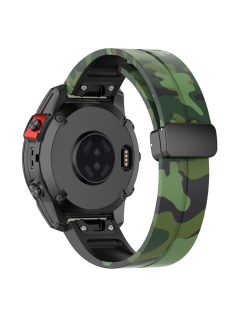   For Garmin Fenix 7 / Forerunner 965 / 955 / 945 / 935 Watch Band Black Buckle 22mm Camouflage Wriststrap - Camo Green